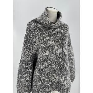 Scanlan Theodore Gray Marle Mohair Wool Alpaca Sweater Mock Neck Funnel OSFM